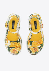 Dolce 
Gabbana Kids Girls Rose Print Sandals D11227 A7131 HA3VO Yellow