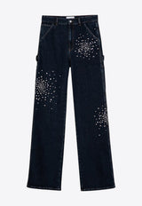 Des Phemmes Workwear Crystal and Stud Embellished Jeans  Blue D301DHCO/P_DESPH-D0601