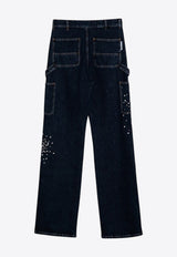 Des Phemmes Workwear Crystal and Stud Embellished Jeans  Blue D301DHCO/P_DESPH-D0601