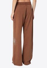 Des Phemmes Crystal Embellished Wide Track Pants Brown D303JCCO/P_DESPH-D0401