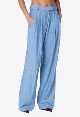 Des Phemmes Wool-Blend Wide Tailored Pants Light Blue D304WQWO/P_DESPH-D0651