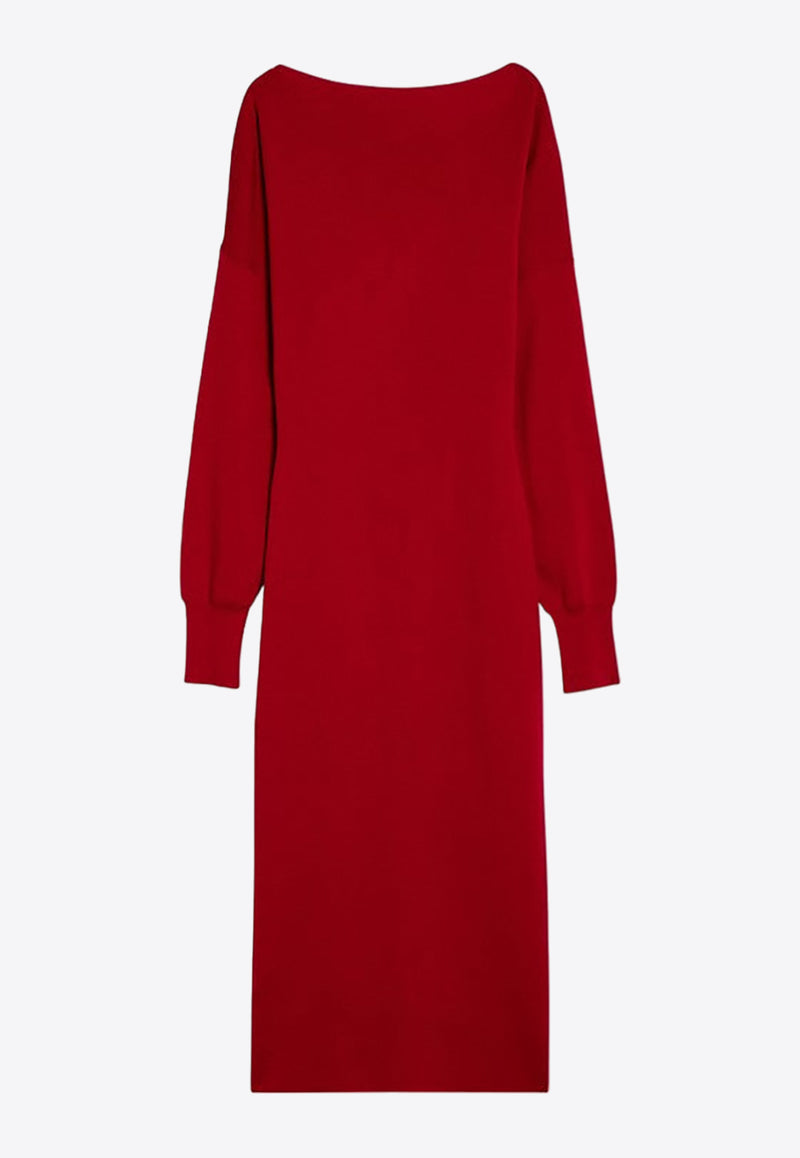 P.A.R.O.S.H Wool-Blend Ribbed Midi Dress Red D550860WO/P_PAROS-009