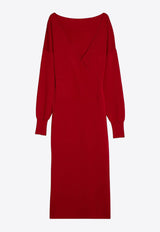 P.A.R.O.S.H Wool-Blend Ribbed Midi Dress Red D550860WO/P_PAROS-009