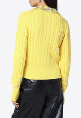 Des Phemmes Cable Knit Wool Blend Sweater Yellow D707KWPA/P_DESPH-D0201