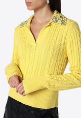 Des Phemmes Cable Knit Wool Blend Sweater Yellow D707KWPA/P_DESPH-D0201