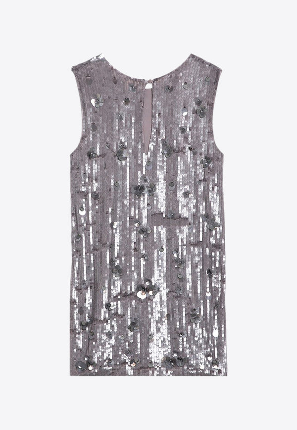 P.A.R.O.S.H Mélange Micro Sequined Mini Dress  Silver D721967PL/P_PAROS-018