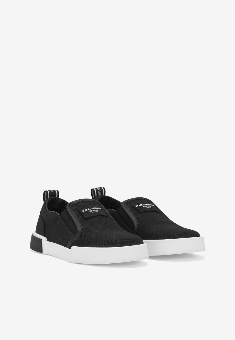 Dolce 
Gabbana Kids Boys Portofino Slip-On Sneakers DA0996 A4135 80999 Black