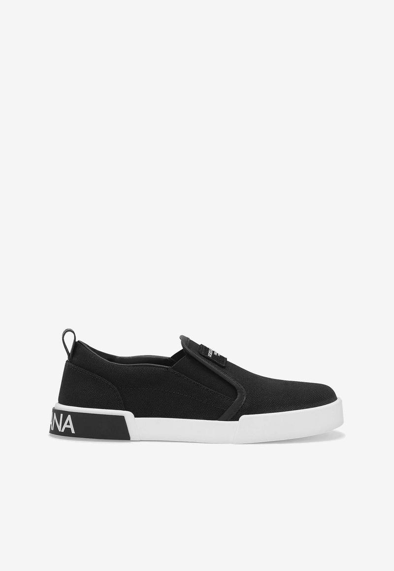 Dolce 
Gabbana Kids Boys Portofino Slip-On Sneakers DA0996 A4135 80999 Black