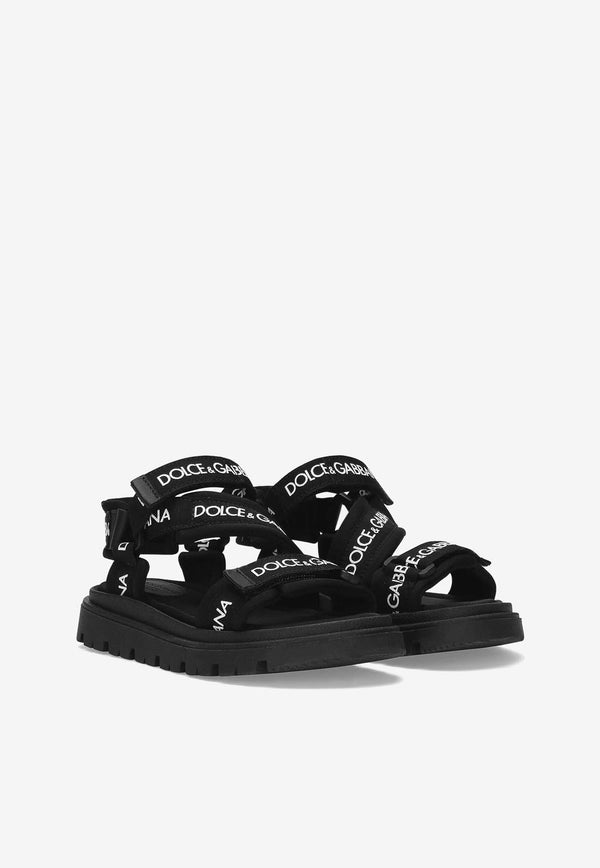 Dolce 
Gabbana Kids Boys Logo Grosgrain Sandals DA5205 AB028 89690 Black