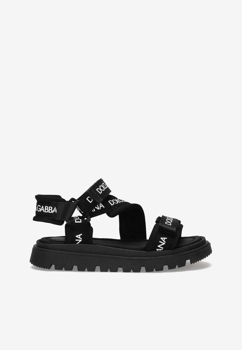 Dolce 
Gabbana Kids Boys Logo Grosgrain Sandals DA5205 AB028 89690 Black