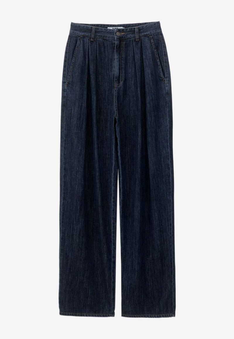 SJYP Logo Wide-Leg Jeans Blue