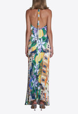 L
IDEE Deese Halterneck Floral Plisse Maxi Dress Multicolor DEESSEGOWN POSITANOFLORAL