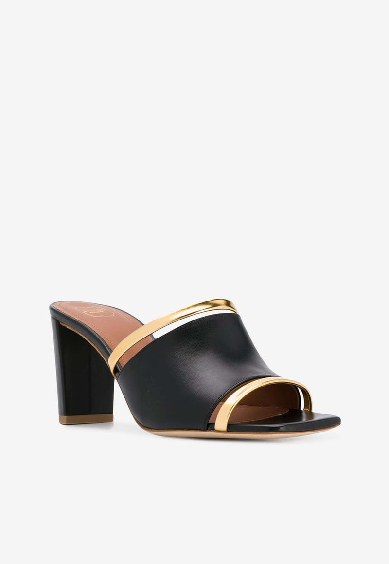 Malone Souliers Demi 70 Cut-Out Leather Mules DEMI MS 70-4 BLACK/GOLD