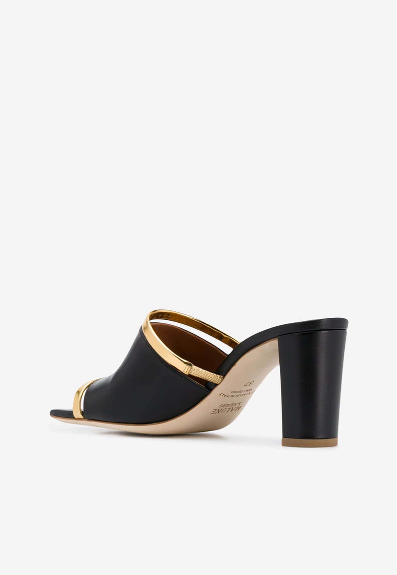 Malone Souliers Demi 70 Cut-Out Leather Mules DEMI MS 70-4 BLACK/GOLD