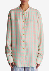 Balmain Diamond Print Silk Shirt DF1HU275SE01PINK