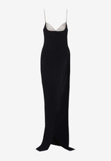 Balmain Crystal Embellished Gown Black DF1RN00791KGBLACK