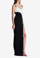 Balmain Two-Tone Crepe Maxi Dress Black DF1RN180VB00WHITE/BLACK