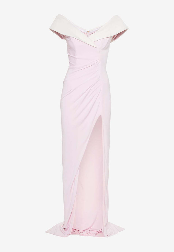 Balmain Off-Shoulder Maxi Dress DF1RQ095JE50PINK