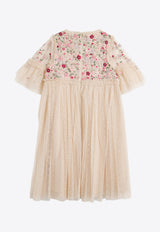 Needle 
Thread Kids Girls Lunaria Floral Embroidered Dress Beige DG-SS-07-KCR25-DBMBEIGE