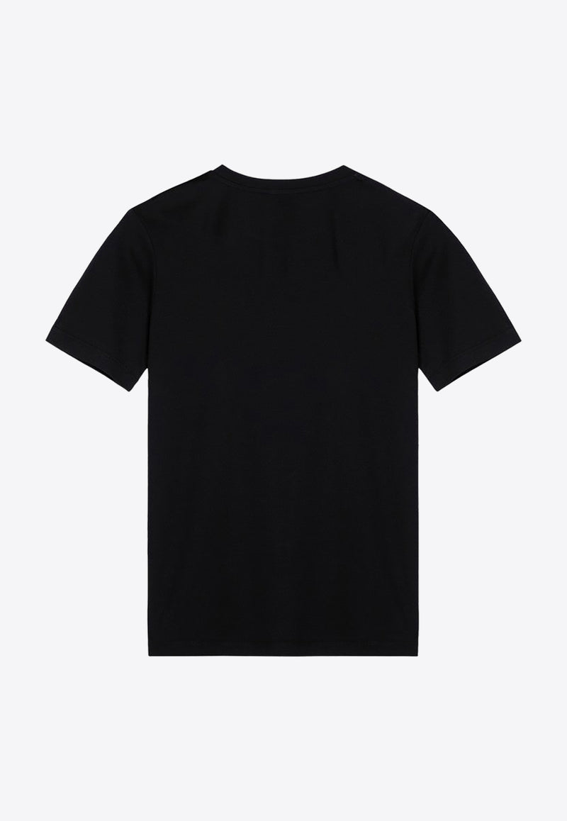 Balmain Logo Print Crewneck T-shirt Black DH1EF000BB04/P_BALMA-EAB