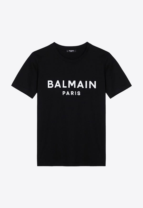 Balmain Logo Print Crewneck T-shirt Black DH1EG000BB73/P_BALMA-EAB