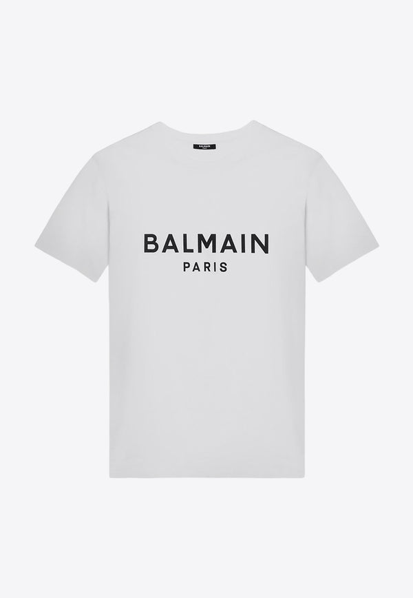 Balmain Logo Print Crewneck T-shirt White DH1EG000BB73/P_BALMA-GAB