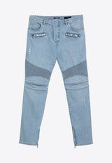 Balmain Skinny Biker Jeans Light Blue DH1MG009DE59/P_BALMA-6FC