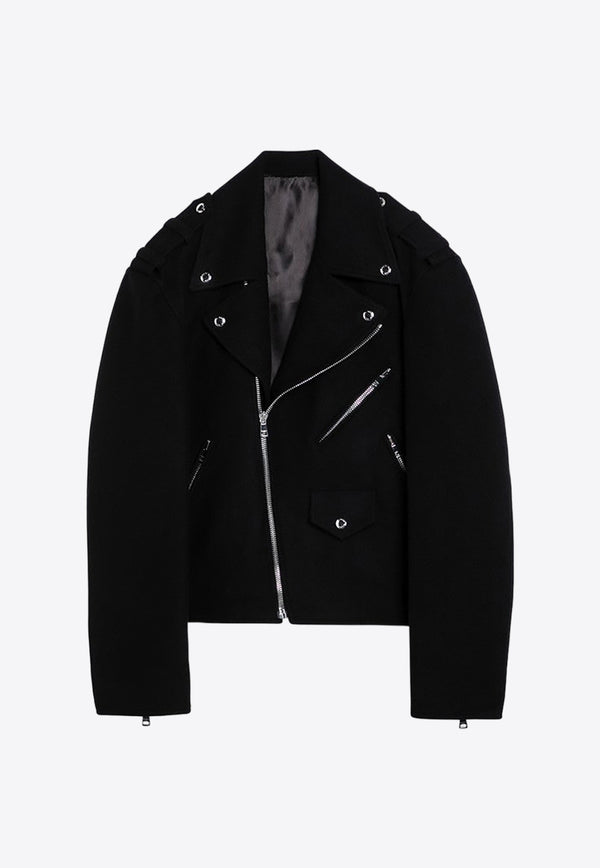 Balmain Biker Wool Felt Jacket Black DH1TD512WC68/P_BALMA-0PA