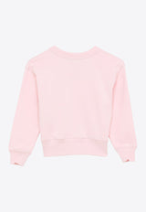 Acne Studios Kids Girls Face Logo Patch Crewneck Sweatshirt Pink DI0021CO/O_ACNE-AD4