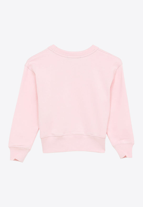 Acne Studios Kids Girls Face Logo Patch Crewneck Sweatshirt Pink DI0021CO/O_ACNE-AD4