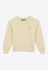 Acne Studios Kids Boys Face Logo Patch Crewneck Sweatshirt Green DI0021CO/O_ACNE-AN9