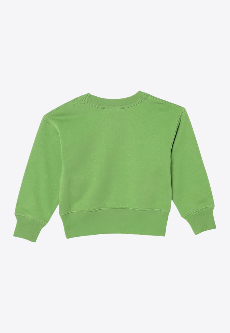 Acne Studios Kids Girls Face Patch Crewneck Sweatshirt Green DI0022CO/P_ACNE-DOB