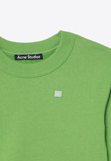 Acne Studios Kids Girls Face Patch Crewneck Sweatshirt Green DI0022CO/P_ACNE-DOB