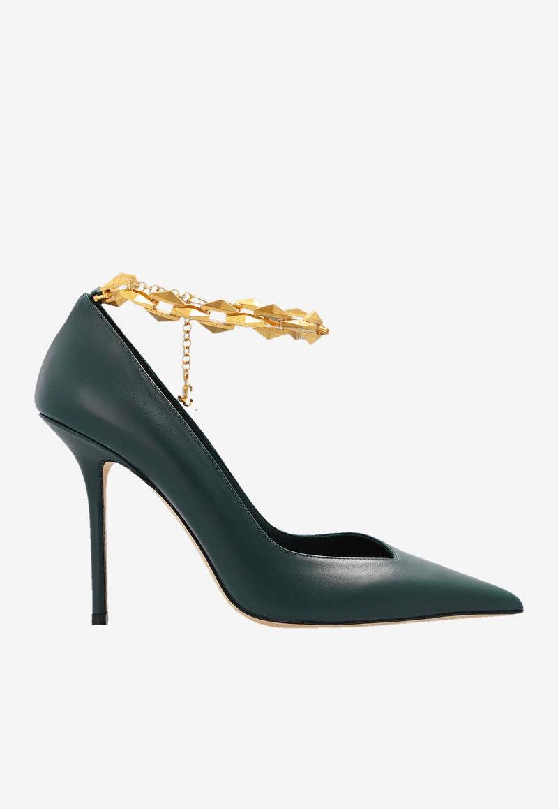 Jimmy Choo Diamond Talura 100 Pumps in Calf Leather DIAMOND TALURA100CLF DARK GREEN