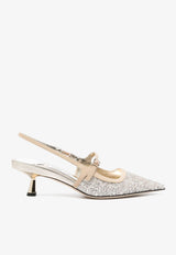 Jimmy Choo Didi 45 Glitter Slingback Pumps DIDI 45 QPG SAND/SAND