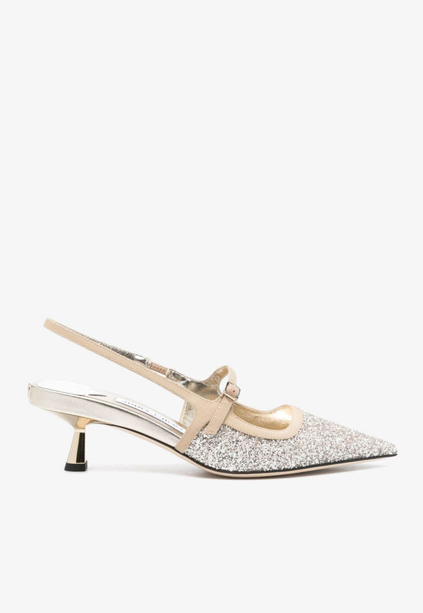 Jimmy Choo Didi 45 Glitter Slingback Pumps DIDI 45 QPG SAND/SAND