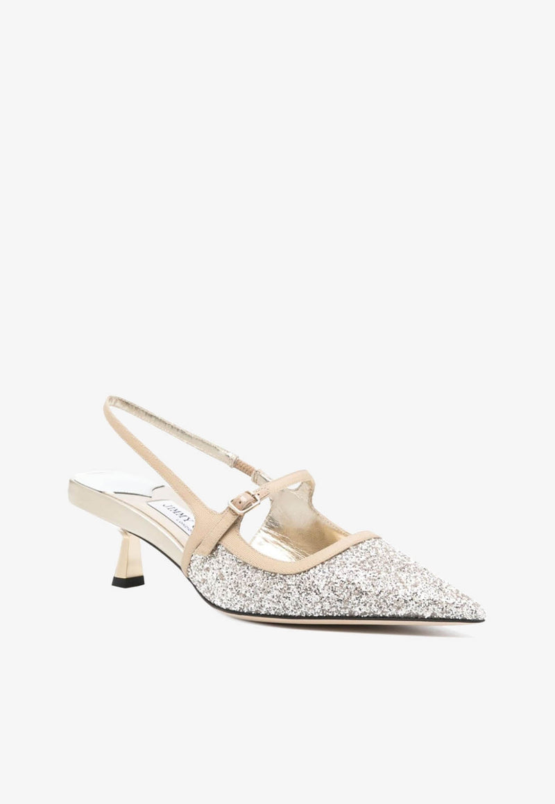 Jimmy Choo Didi 45 Glitter Slingback Pumps DIDI 45 QPG SAND/SAND