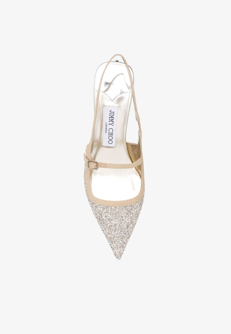 Jimmy Choo Didi 45 Glitter Slingback Pumps DIDI 45 QPG SAND/SAND