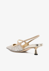 Jimmy Choo Didi 45 Glitter Slingback Pumps DIDI 45 QPG SAND/SAND