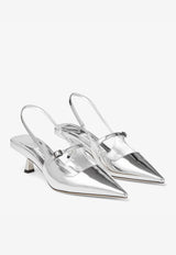 Jimmy Choo Didi 45 Pointed Pumps in Metallic Leather DIDI 45 QUI SILVER