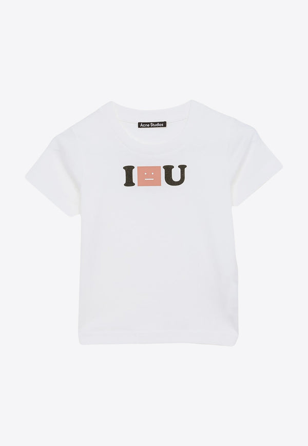 Acne Studios Kids Boys Face Logo Print T-shirt White DL0036CO/O_ACNE-183