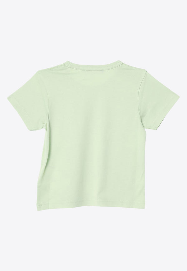 Acne Studios Kids Boys Face Patch T-shirt Green DL0037CO/P_ACNE-AB9