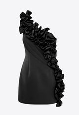 Mossman Revelation One-Shoulder Ruffled Mini Dress Black DMM130-DBLACK