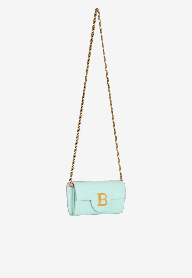 Balmain B-Buzz Calf Leather Chain Clutch Light Blue DN1ON197LSLXLIGHT BLUE