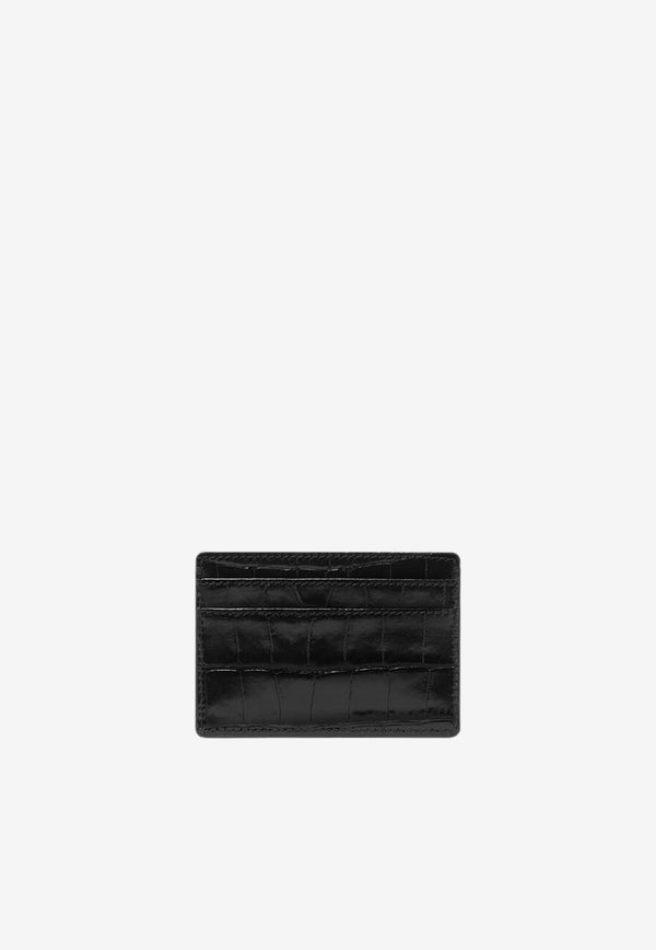 Versace Medusa Biggie Cardholder in Croc-Embossed Leather Black DPN2467 1A08711 1B00P