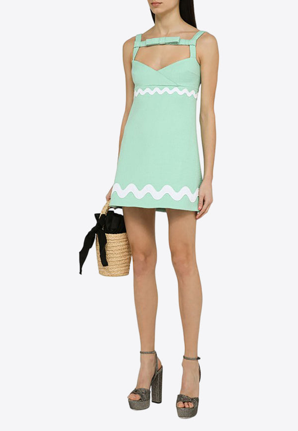 Patou Wave Summer Mini Dress with Bow Detail Green DR1370177WO/O_PATOU-705G