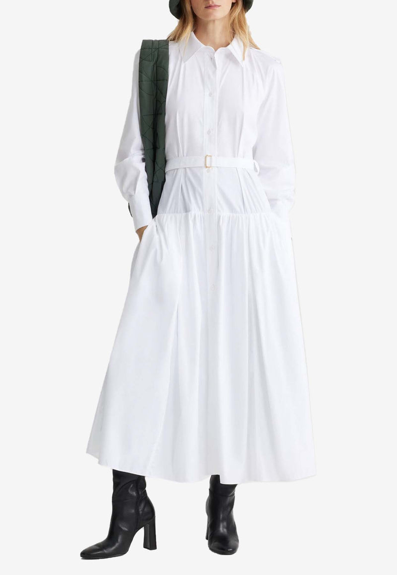 Patou Belted Maxi Shirt Dress White DR154-0017WHITE