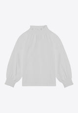 Douuod Kids Girls Shirred Neck Blouse White DT8A10-CZ0761/P_DOUD-100