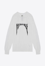 Rick Owens DRKSHDW Logo Print Long-Sleeved Jersey T-shirt  White DU02D2260RNEP1/P_DARKS-1109