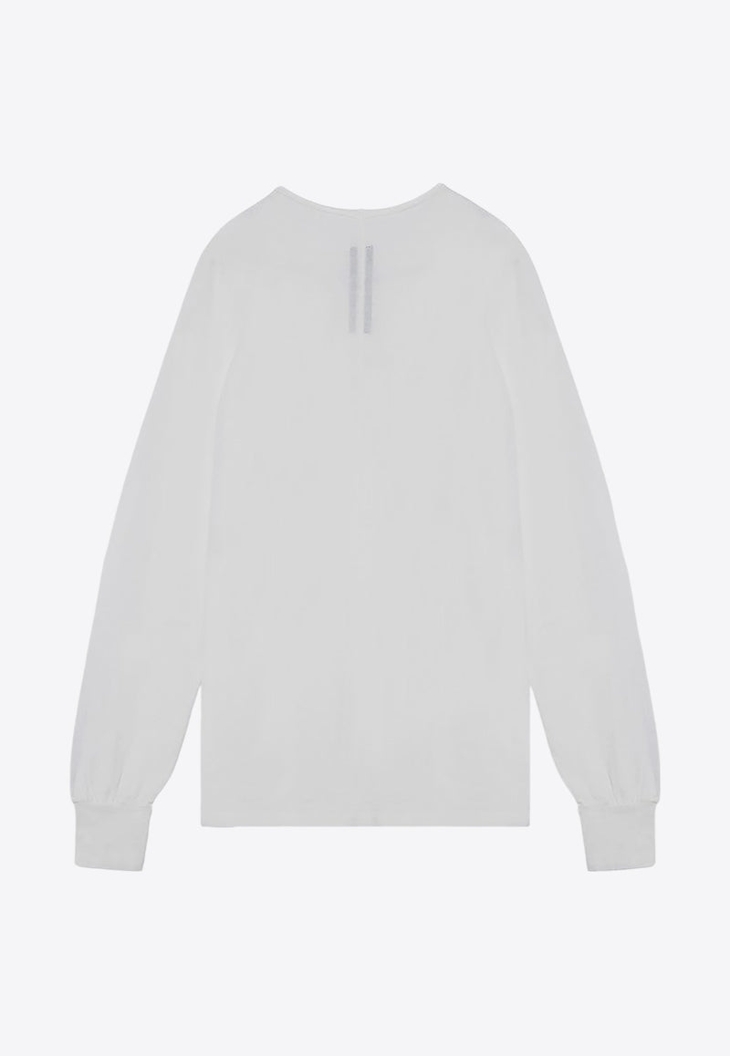 Rick Owens DRKSHDW Logo Print Long-Sleeved Jersey T-shirt  White DU02D2260RNEP1/P_DARKS-1109